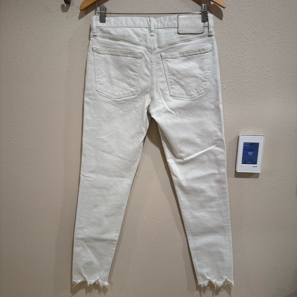 Moussy Cream Distressed Ankle Jeans Raw Hem 27